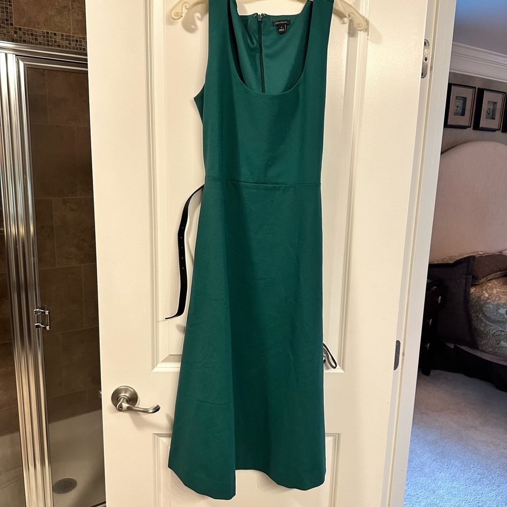 Ann Taylor Ponte sleeveless midi Dress in evergreen - sz 12 - Picture 7 of 7